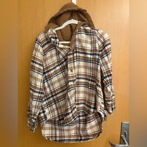 Plaid Hooded Flannel Shirt